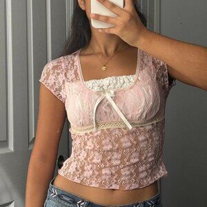 Women's Pink and White Shirt